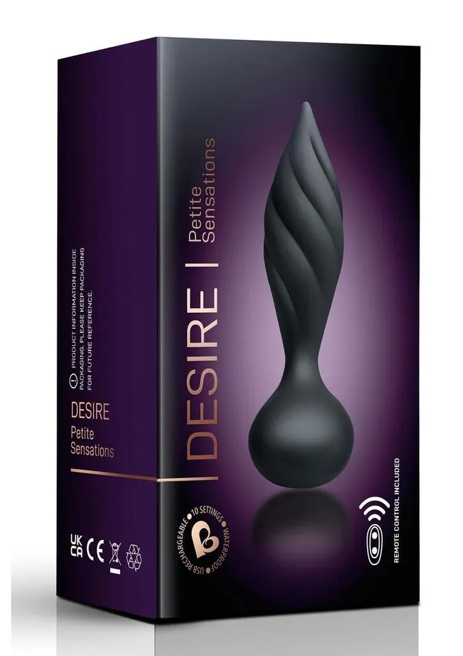 Rocks Off Desire Rechargeable Silicone Anal Plug with Remote Control Male Sex Toys
