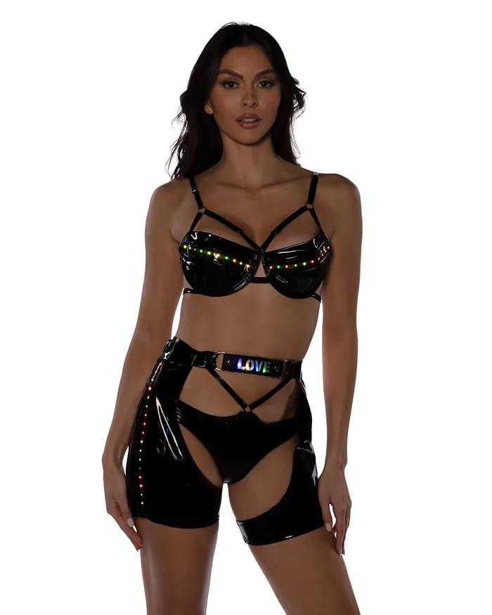 Roma Costume Inc Anal 6503 2PC Pride LightUp Vinyl Bra Set Roma Costume Inc Anal 6503 2PC Pride LightUp Vinyl Bra Set